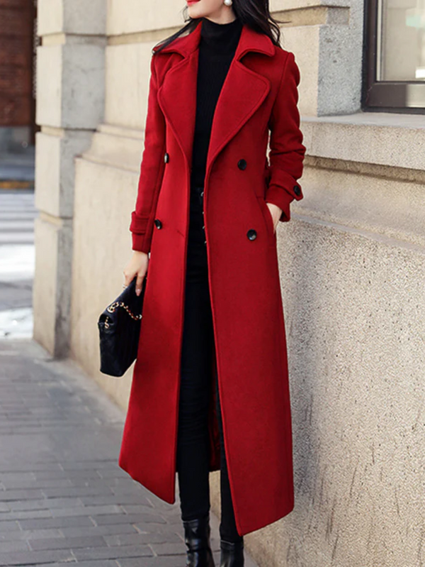 Women's Coat Woolen Extended Suit Collar Trench Coat