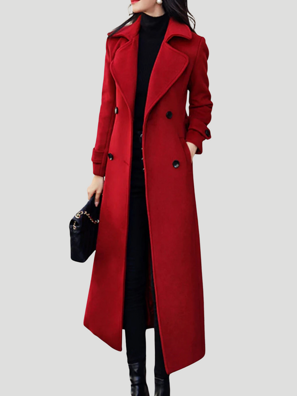  Women's Extended Collar Wool Trench Coat