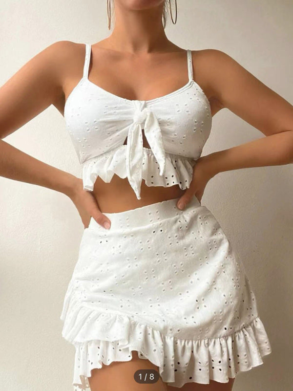 Two piece swimsuit package hip skirt three piece swimsuit flash