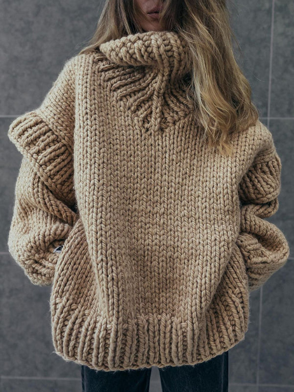 New women's sweater pullover fluffy long sleeve turtleneck sweater